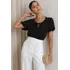 Blusa Nicole Com Detalhe Babado Com Guipir Preto