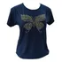 Blusa Plus Size M/c Borboleta Pedras Coloridas Tam. M Ao G5