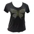 Blusa Plus Size M/c Borboleta Pedras Coloridas Tam. M Ao G5