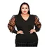 Blusa Plus Size  Manga Longa Princesa Bufante Em Tule Poa 