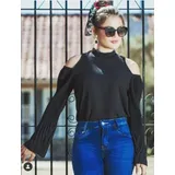 Blusa Preta Crepe Gola
