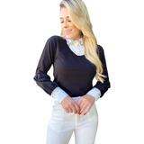 Blusa Preta Moletinho Com