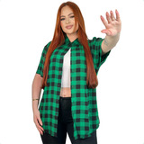 Blusa Quadriculada Feminina Manga