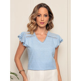 Blusa Regata Babado Manga