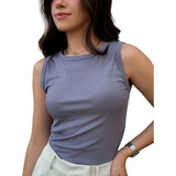 Blusa Regata Basica Canelada