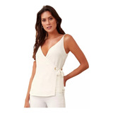 Blusa Regata Decotada Transpassada