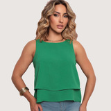 Blusa Regata Feminina Camadas