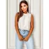 Blusa Regata Feminina Social Verão Gola Alta Pregas