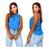 Blusa Regata Feminina Social Verão Gola Alta Pregas