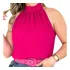 Blusa Regata Gola Alta Franzido Plissada Moda Verão Feminina