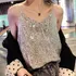 Blusa Regata Plus Size Paete Brilho Alcinha Festa Elegante