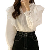 Blusa Rendada Chiffon Bordada
