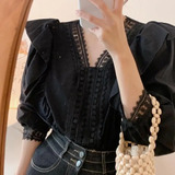 Blusa Rendada Chiffon Bordada