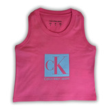 Blusa Sem Manga Cropped Silk Logo Ckj Calvin Klein