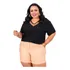 Blusa Social Feminina Básica Plus Size Detalhe Em Tule 2505