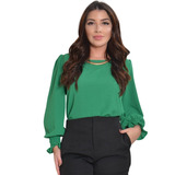 Blusa Social Feminina Manga