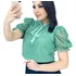 Blusa Social Feminina Manga Princesa Tule Poa Com Gola Laço