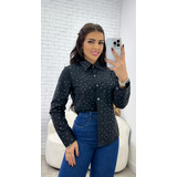 Blusa Social Feminina Pedrinhas