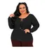 Blusa Soltinha Manga Longa Malha Leve Plus Size Detalhe Ihós