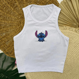 Blusa Stitch Branca Regata