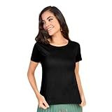 Blusa Suede Feminina T-shirt Blusinha Básica Manga Curta Cor:preto;tamanho:m