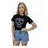 Blusa T-shirt Feminina Estampa Caveira Com Strass Brilhante