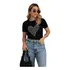 Blusa T-shirt Feminina Estampa Coração Com Strass Brilhante