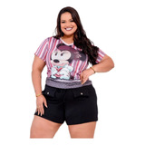Blusa T-shirt Plus Size Feminina Lindas Estampas Personagens
