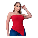 Blusa Tomara Que Caia Assimétrica Canelada 3d Moda Gringa