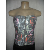 Blusa Top Corpete Tqc Colorido Tam P Forrado Florido Lp Usad