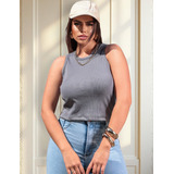 Blusa Top Cropped Canelado