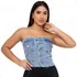 Blusa Top Cropped Jeans Tomara Que Caia C/ Botões Frontal
