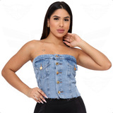 Blusa Top Cropped Jeans