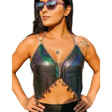 Blusa Top Cropped Multicolorida