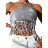 Blusa Top Cropped Prata