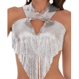 Blusa Top Prata Cropped
