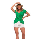 Blusa Transpassada Blusinha Manga