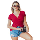 Blusa Transpassada Blusinha Manga