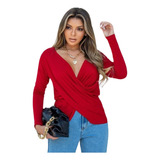 Blusa Transpassada Manga Longa