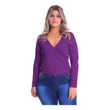 Blusa Transpassada Manga Longa
