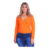 Blusa Transpassada Manga Longa