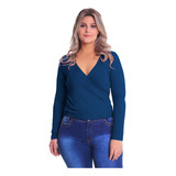 Blusa Transpassada Manga Longa