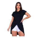 Blusa Transpassada Mullet Alongada De Malha Tapa Bumbum Top