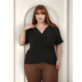 Blusa Transpassada Viscolaycra Plus