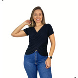 Blusa Transpassada Viscolycra Premium Amamentar Manga Curta