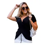 Blusa Traspassada Manga Curta