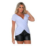 Blusa Traspassada Manga Curta