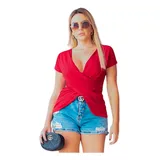 Blusa Traspassada Manga Curta
