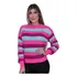 Blusa Tricô Feminina Manga Longa Elo Color Block Rosa