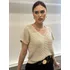Blusa Tricot Feminina Decote V Soltinha Manga Curta Basica